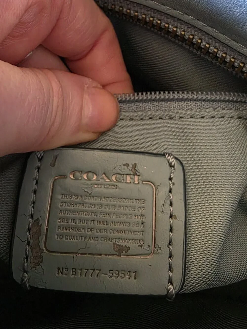 Coach Swagger 27 Cloud Blue Glovetanned Leather Satchel Chain Bag 59542 AUTH - Picture 8 of 16